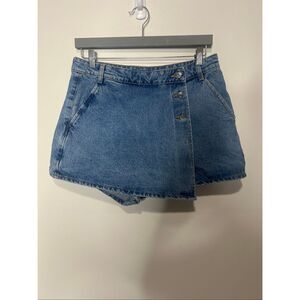 Zara Denim Jean Skort Skirt over Shorts Sz L
